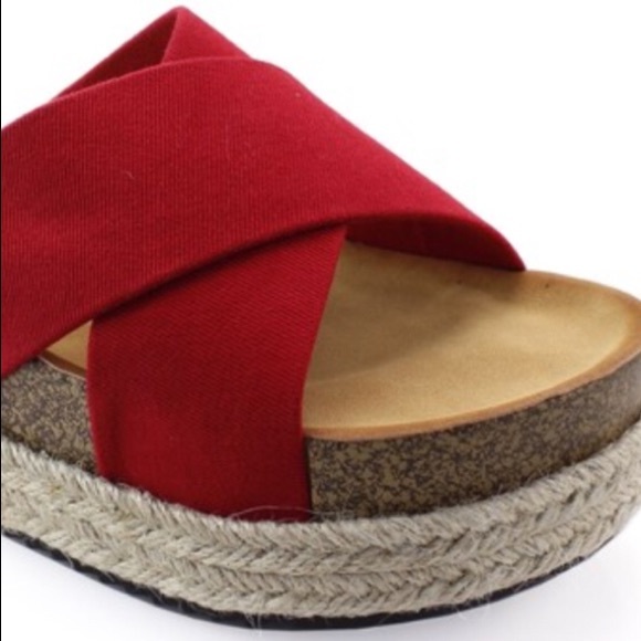 Elegant Indira Red X-Strap Espadrille Slide Sandal - Picture 3 of 3